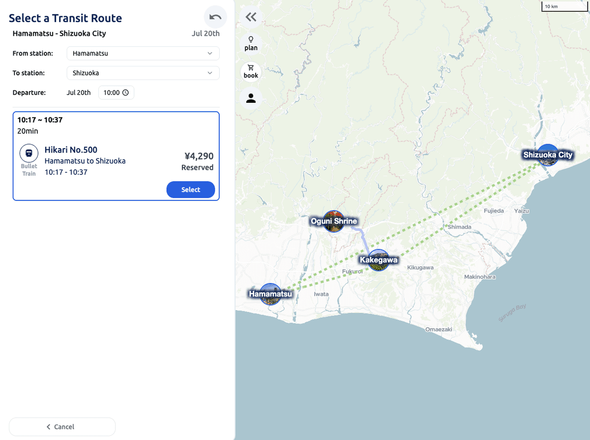 Select transit routes